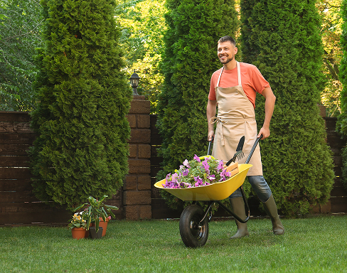Local gardener working on a Sapphire Coast property